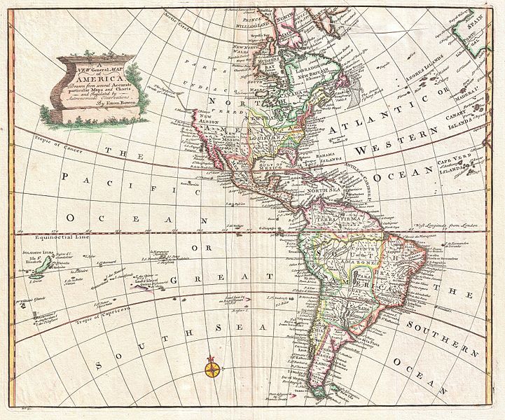 Map of North and South America, 1747.